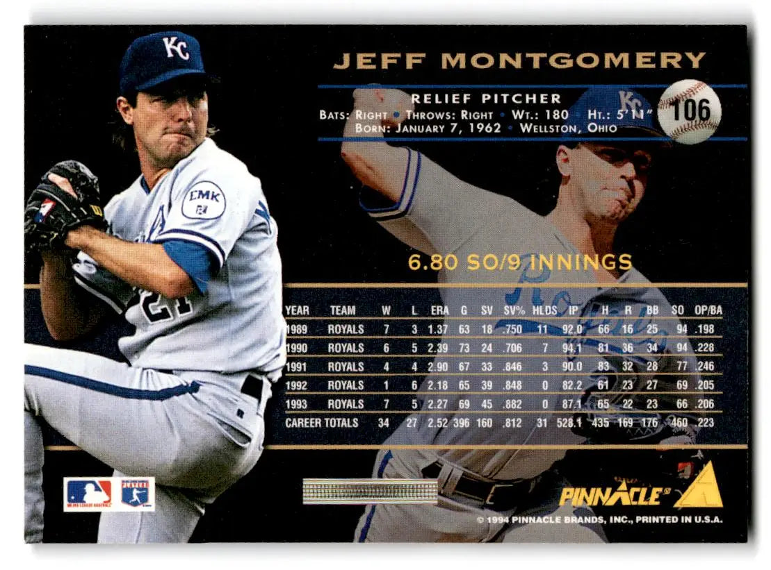 1994 Pinnacle #106 Jeff Montgomery - Baseball Card Single