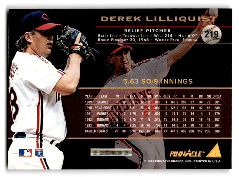 1994 Pinnacle #219 Derek Lilliquist - Baseball Card Single