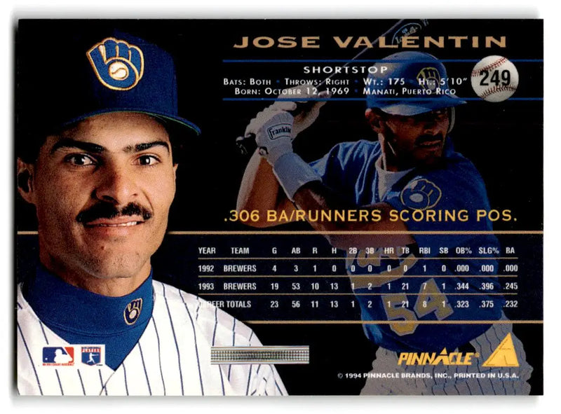 1994 Pinnacle #249 Jose Valentin - Baseball Card Single