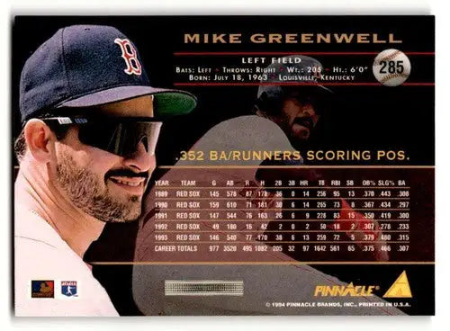 1994 Pinnacle #285 Mike Greenwell NM ID:47254 - Baseball Card Single