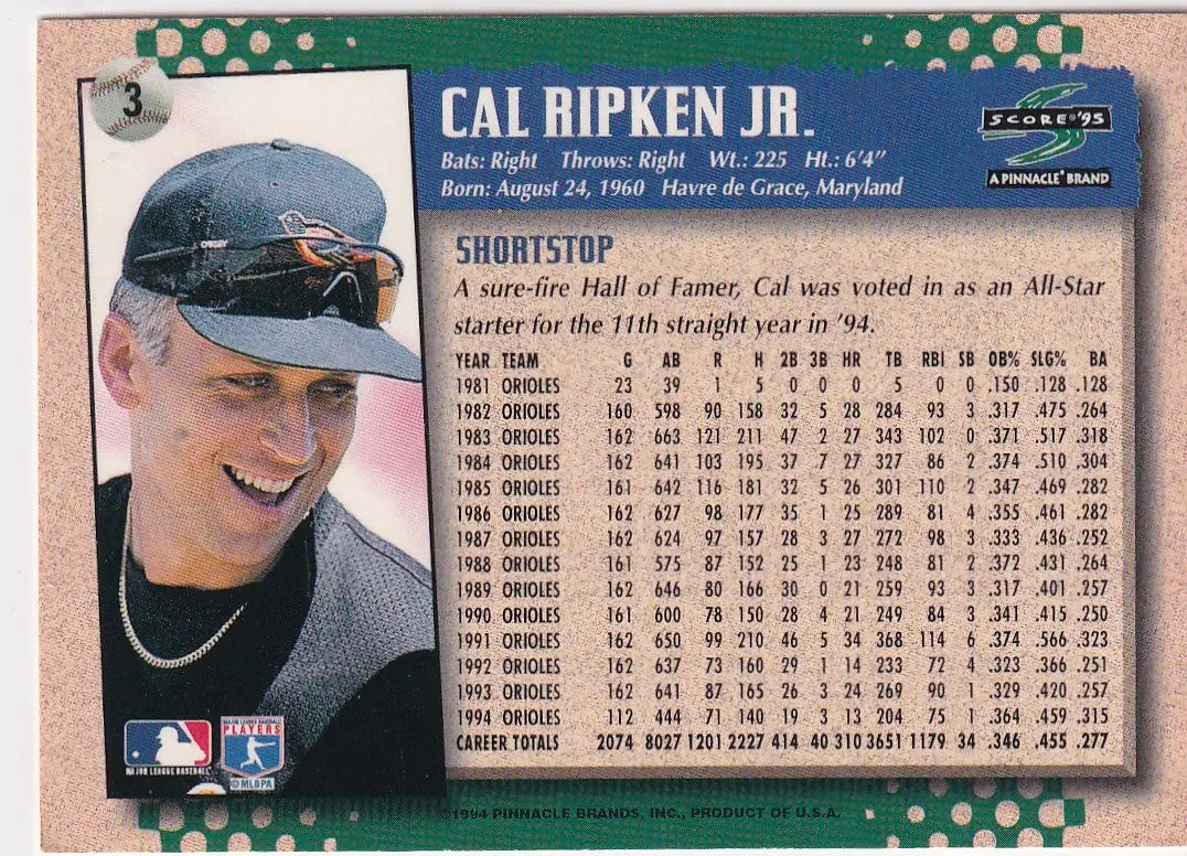 1994 PINNACLE #3 CAL RIPKEN JR- BALTIMORE ORIOLES