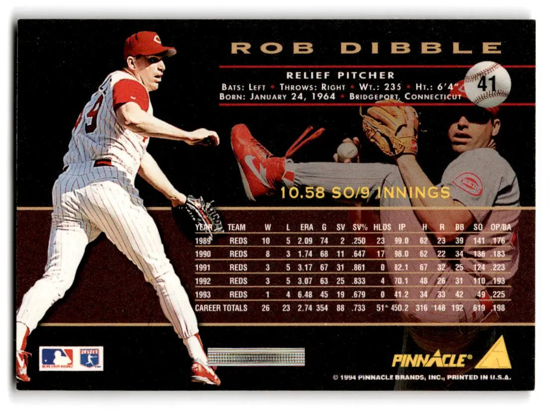 1994 Pinnacle #41 Rob Dibble - Baseball Card Single