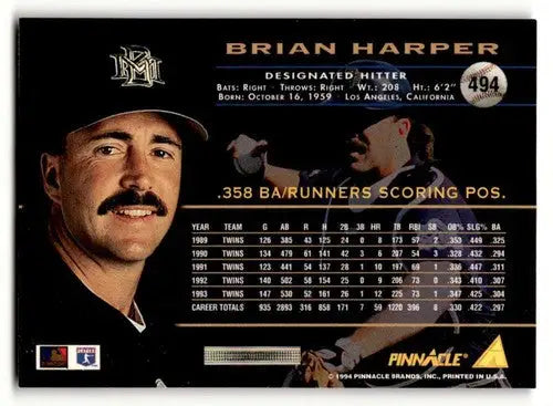 1994 Pinnacle #494 Brian Harper NM ID:47270 - Baseball Card Single