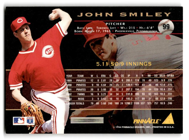 1994 Pinnacle #99 John Smiley - Baseball Card Single