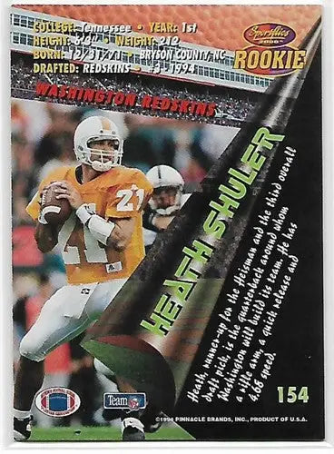 1994 Pinnacle Sportflics #154 Heath Shuler NM-MT RC Rookie - Football Card Single