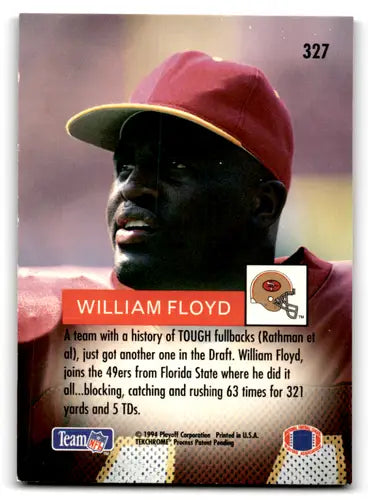 Original gloss William Floyd rookie 49ers football card from 1994 Playoff series