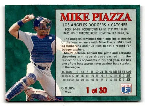 1994 Post Cereal #1 Mike Piazza NM ID:48668 - Baseball Card Single