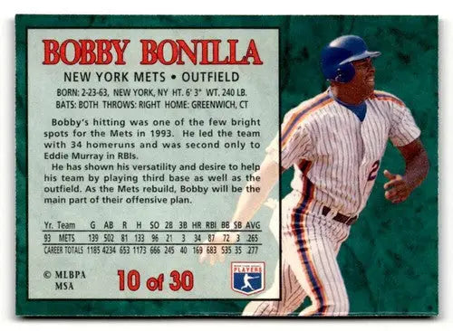 1994 Post Cereal #10 Bobby Bonilla EX ID:48707 - Baseball Card Single