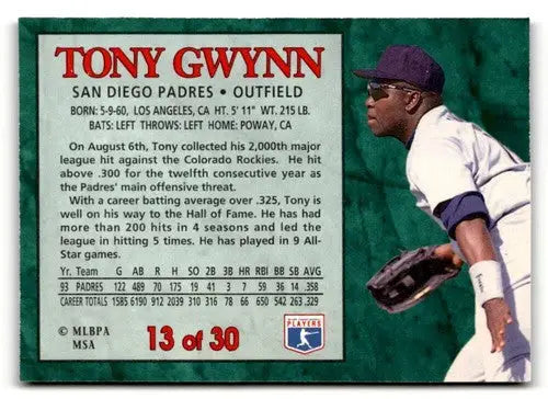 1994 Post Cereal #13 Tony Gwynn EX ID:48739 - Baseball Card Single