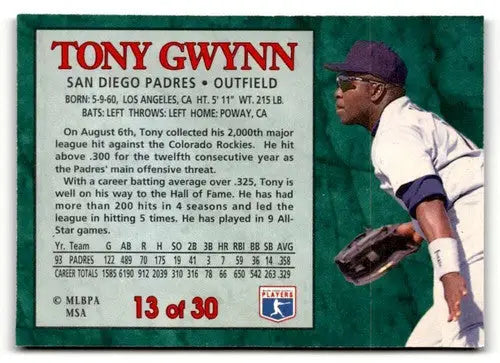 1994 Post Cereal #13 Tony Gwynn NM ID:48680 - Baseball Card Single