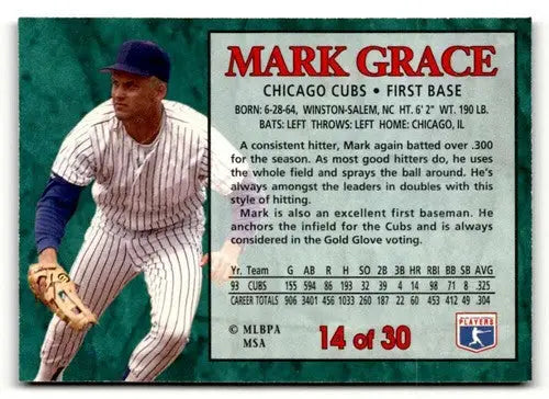 1994 Post Cereal #14 Mark Grace NM ID:48681 - Baseball Card Single