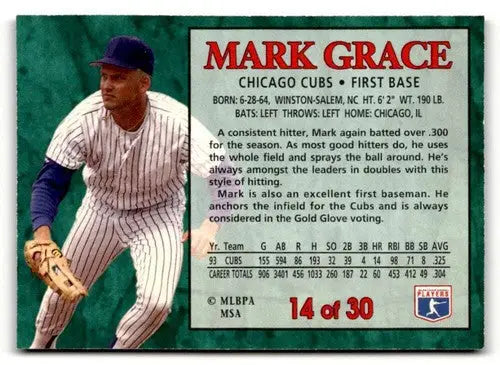 1994 Post Cereal #14 Mark Grace NM ID:48740 - Baseball Card Single