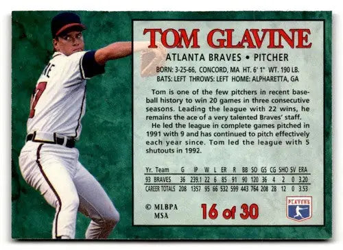 1994 Post Cereal #16 Tom Glavine NM ID:48683 - Baseball Card Single