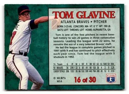 1994 Post Cereal #16 Tom Glavine NM ID:48713 - Baseball Card Single
