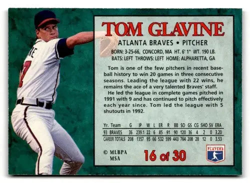 1994 Post Cereal #16 Tom Glavine NM ID:48742 - Baseball Card Single