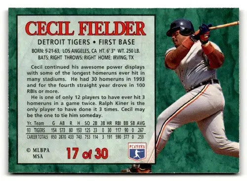1994 Post Cereal #17 Cecil Fielder NM ID:48714 - Baseball Card Single