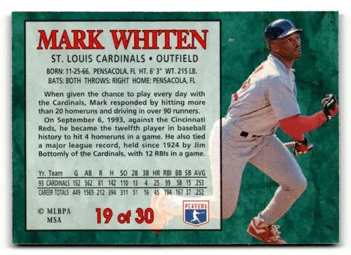 1994 Post Cereal #19 Mark Whiten NM ID:48686 - Baseball Card Single