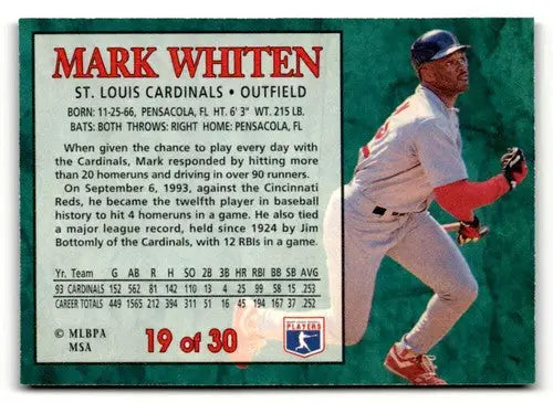 1994 Post Cereal #19 Mark Whiten NM ID:48716 - Baseball Card Single