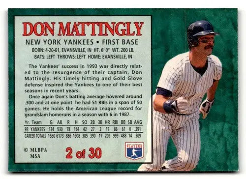 1994 Post Cereal #2 Don Mattingly NM ID:48699 - Baseball Card Single