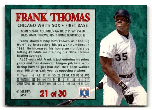 1994 Post Cereal #21 Frank Thomas NM ID:48688 - Baseball Card Single