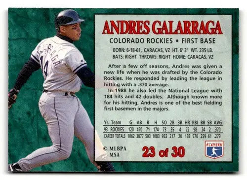 1994 Post Cereal #23 Andres Galarraga NM ID:48690 - Baseball Card Single