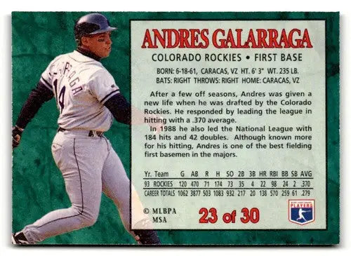 1994 Post Cereal #23 Andres Galarraga NM ID:48720 - Baseball Card Single