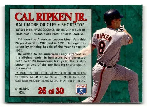 1994 Post Cereal #25 Cal Ripken Jr. NM ID:48692 - Baseball Card Single