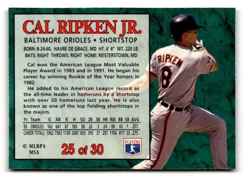 1994 Post Cereal #25 Cal Ripken Jr. NM ID:48750 - Baseball Card Single