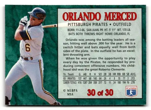 1994 Post Cereal #30 Orlando Merced NM ID:48697 - Baseball Card Single