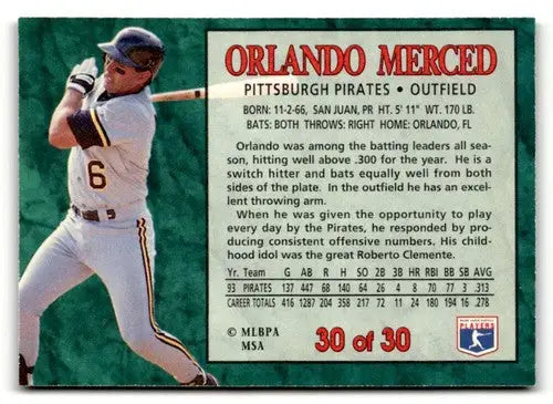 1994 Post Cereal #30 Orlando Merced NM ID:48727 - Baseball Card Single