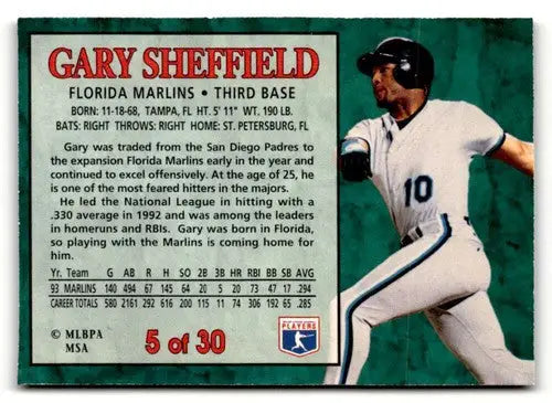 1994 Post Cereal #5 Gary Sheffield NM ID:48702 - Baseball Card Single