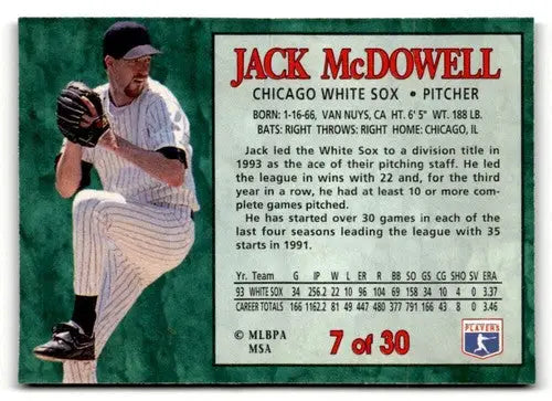 1994 Post Cereal #7 Jack McDowell NM ID:48674 - Baseball Card Single