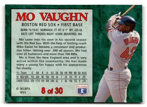 1994 Post Cereal #8 Mo Vaughn NM ID:48675 - Baseball Card Single