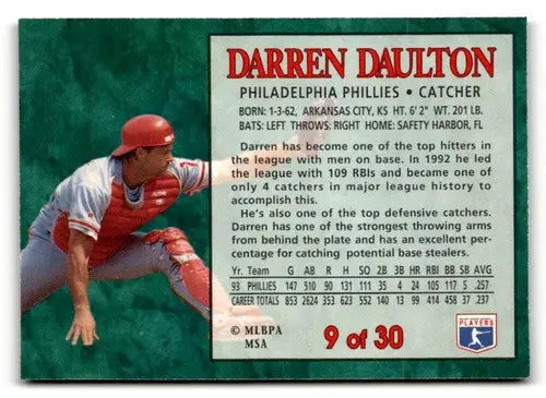 1994 Post Cereal #9 Darren Daulton NM ID:48676 - Baseball Card Single