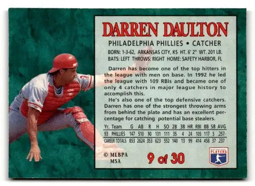 1994 Post Cereal #9 Darren Daulton NM ID:48706 - Baseball Card Single