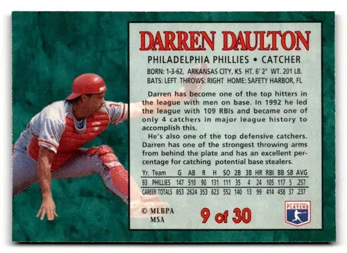 1994 Post Cereal #9 Darren Daulton NM ID:48736 - Baseball Card Single
