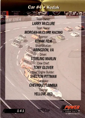 1994 Power #141 Sterling Marlin’s Car NM Near Mint ID:45838 - Racing Card Single