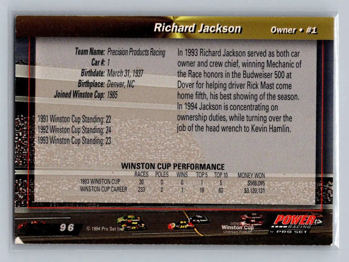 1994 Power #96 Richard Jackson Precision Products Racing - Racing Card Single