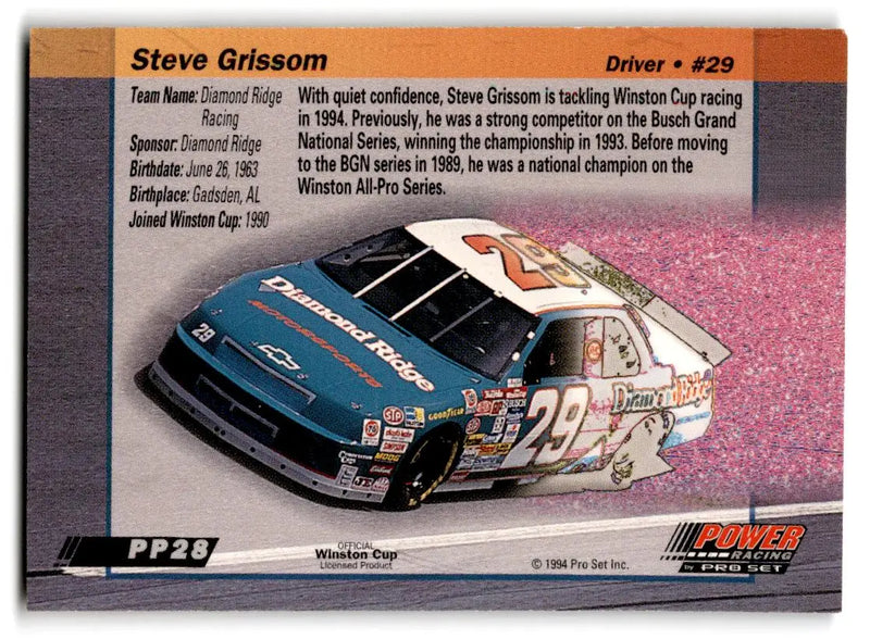 1994 Power #PP28 Steve Grissom - Racing Card Single