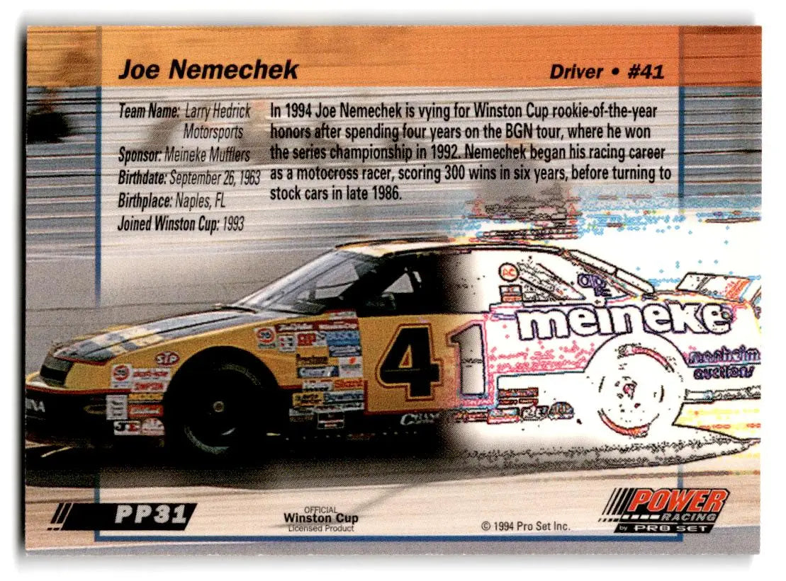 1994 Power #PP31 Joe Nemechek - Racing Card Single