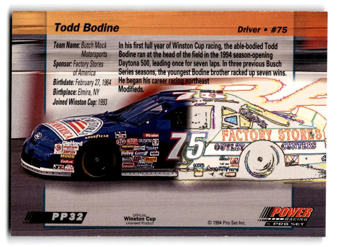 1994 Power #PP32 Todd Bodine Gold Cup ’94 - Racing Card Single