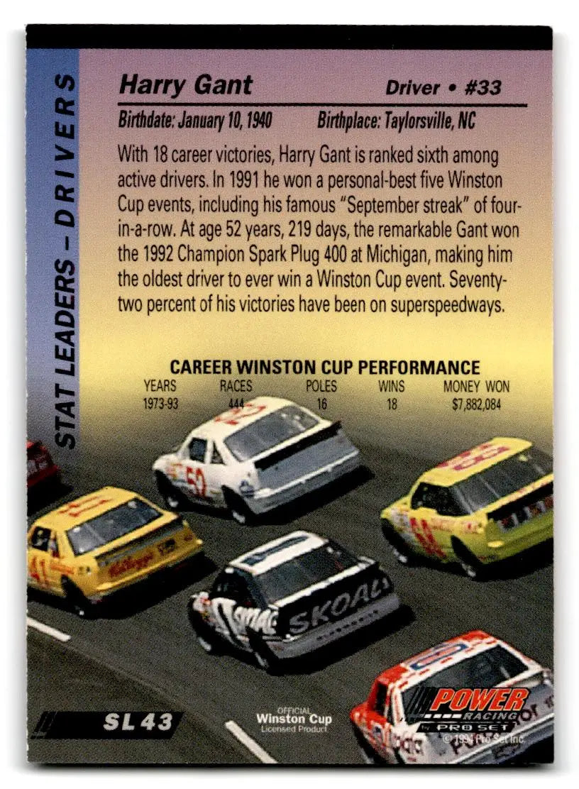 1994 Power #SL43 Harry Gant - Racing Card Single