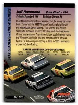 1994 Power #SL51 Jeff Hammond - Racing Card Single