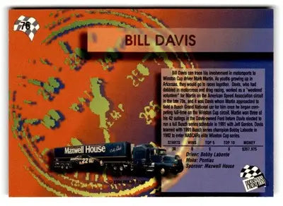 1994 Press Pass Bill Davis #76 Bill Davis Racing - Racing Card Single