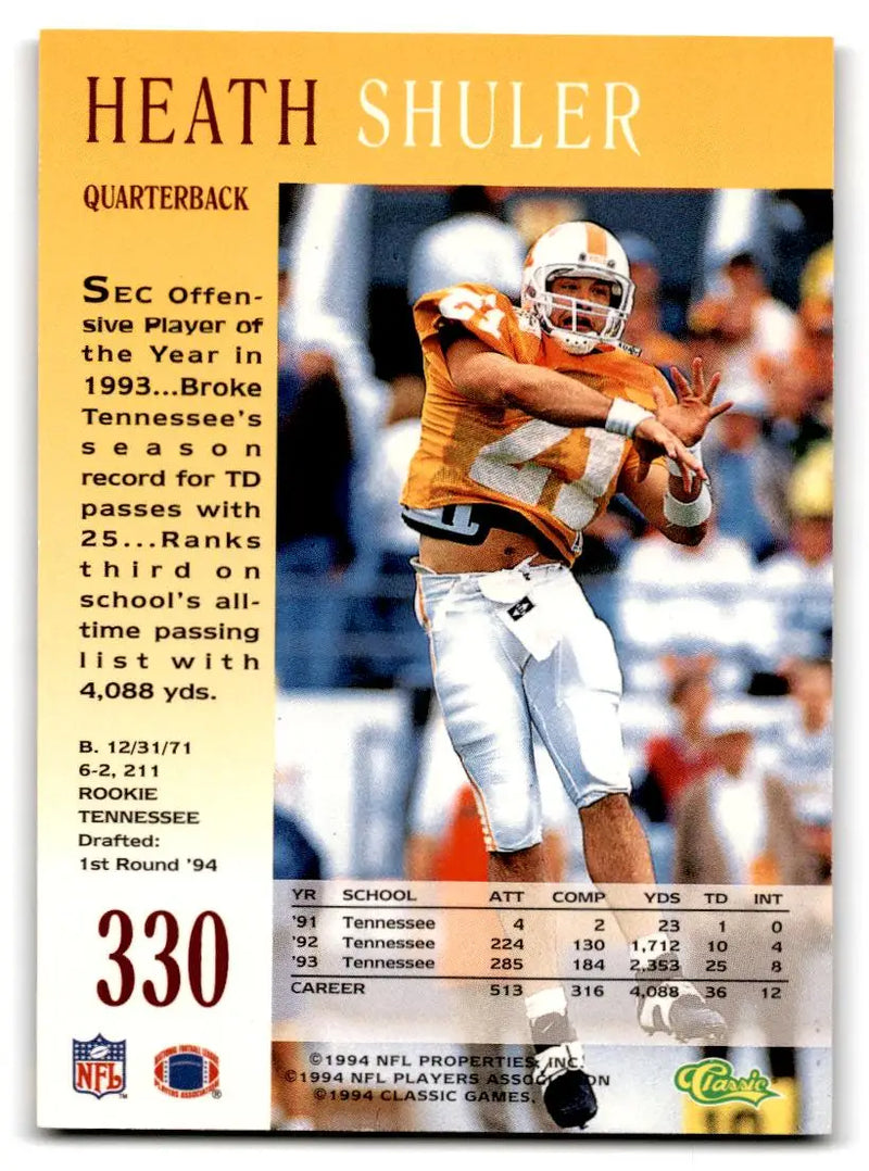 1994 Pro Line Live #330 Heath Shuler - Football Card Single