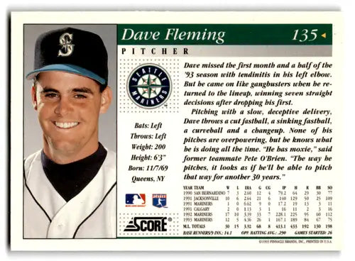 1994 Score #135 Dave Fleming NM-MT Mariners ID:70906 - Baseball Card Single