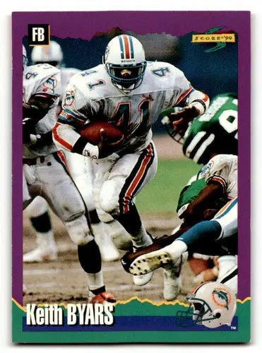 Original gloss Keith Byars Miami football card from 1994 Score #201 byars Miami Dolphins