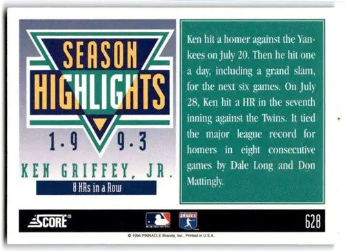 1994 Score #628 Ken Griffey Jr. NM Near Mint Mariners HL ID:83547 - Baseball Card Single