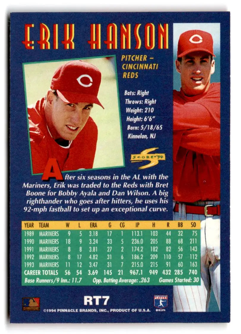 1994 Score Rookie & Traded #RT7 Erik Hanson - Baseball Card Single
