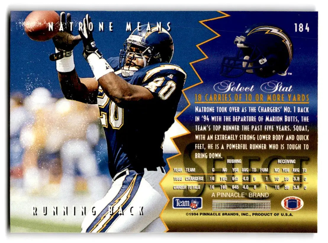 1994 Select #184 Natrone Means - Football Card Single